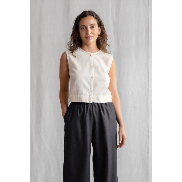 Jyoti - Fair Works Flachs/Baumwoll Top Diyan Creme
