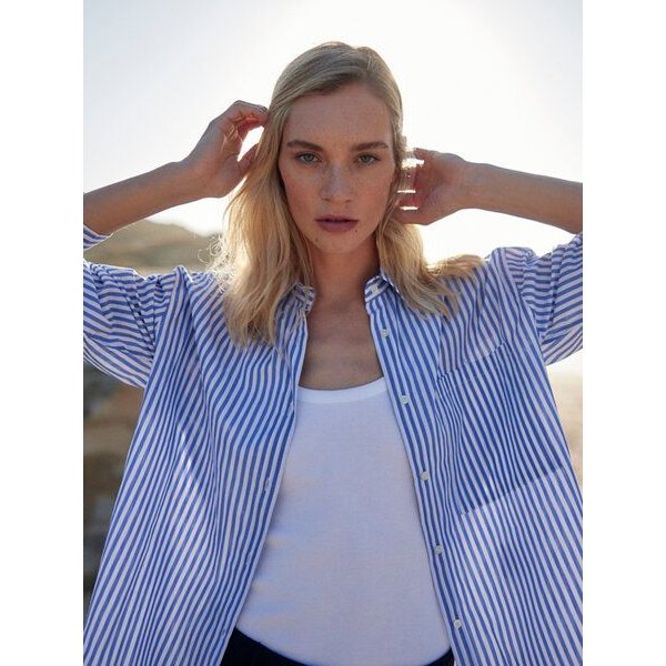 WOTE Damen Oversized Streifenbluse aus Bio-Baumwolle