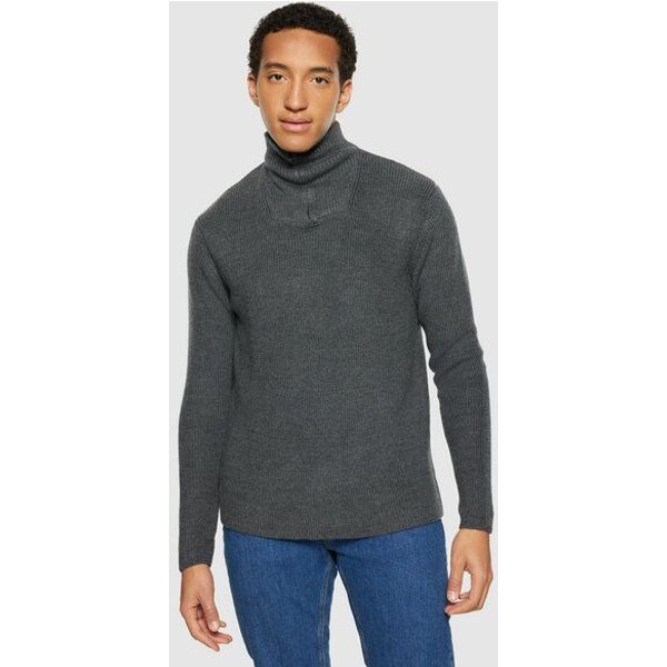 KnowledgeCotton Apparel Troyer - 1/2 neck zip merino wool rib knit - aus Bio-Wolle