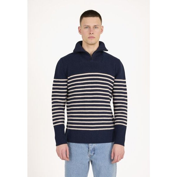 KnowledgeCotton Apparel Troyer - 1/2 neck zip merino wool rib knit - aus Bio-Wolle