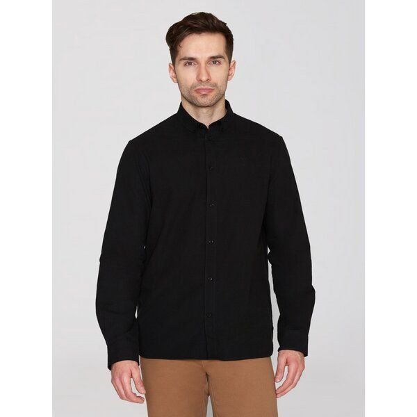 KnowledgeCotton Apparel Regular Hemd HARALD Small Owl Oxford aus Bio-Baumwolle - ROC/GOTS/Vegan