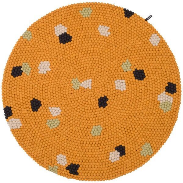 myfelt Terra Filzkugelteppich rund, 100% Schurwolle