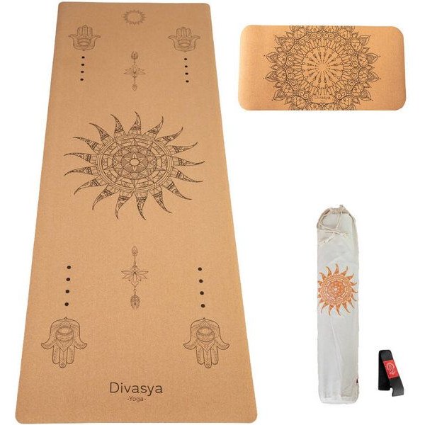 Divasya Yoga-Support-Set: Kork-Yogamatte & Yoga-Pad