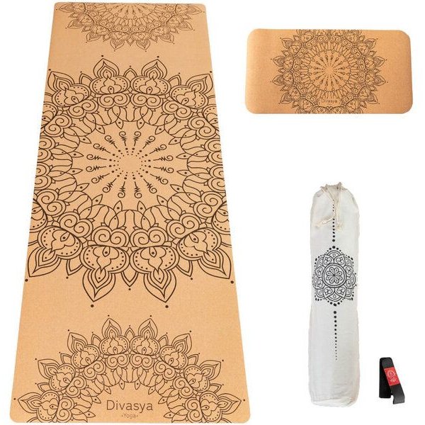 Divasya Yoga-Support-Set: Kork-Yogamatte & Yoga-Pad