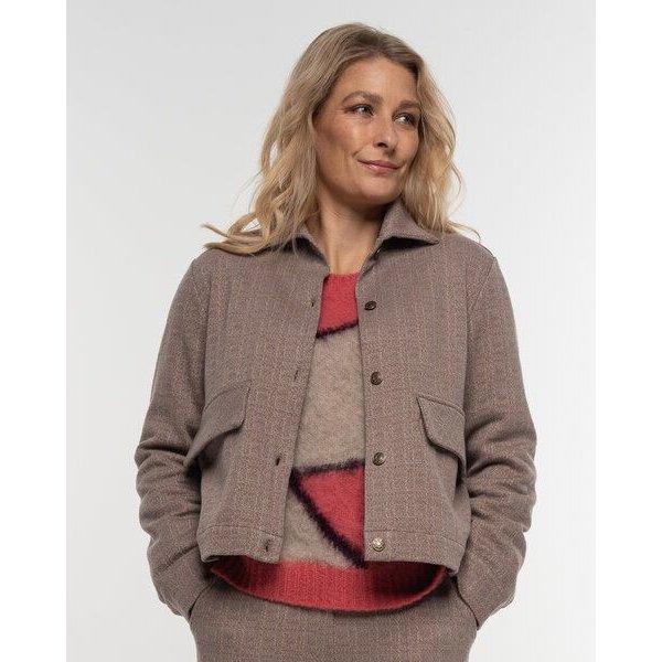 Alma & Lovis Edle Jacke in Karo-Melange aus feiner Bio-Baumwolle | Karo Jacke