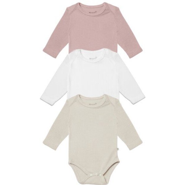 Biorganic Langarmbody Waffle (3er Pack) Mehrfarbig Unisex, GOTS-zertifiziert