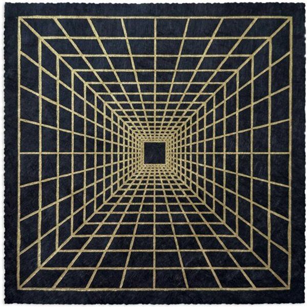 Veskor Cassiopeia INTO THE VOID Linoldruck | 22 × 22 cm | Gold auf Schwarz