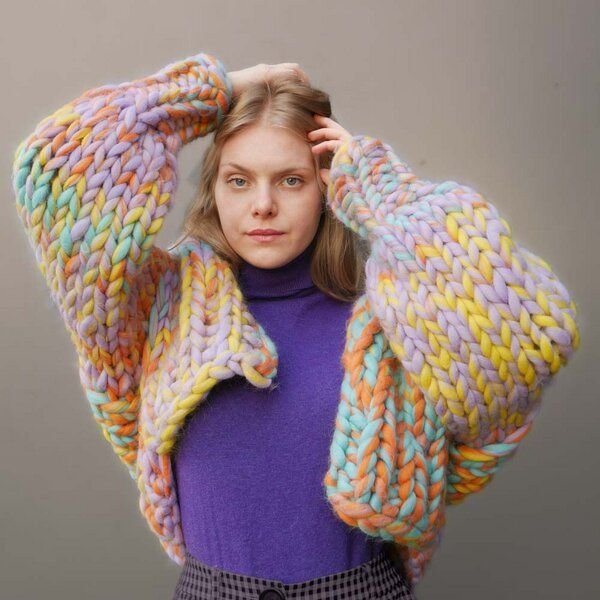 PANAPUFA Strickjacke aus dicker Wolle