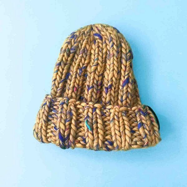 PANAPUFA Handgestrickte Chunky Beanie – 90 % Merinowolle, 10 % Seide