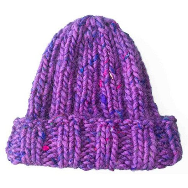 PANAPUFA Handgestrickte Chunky Beanie – 90 % Merinowolle, 10 % Seide