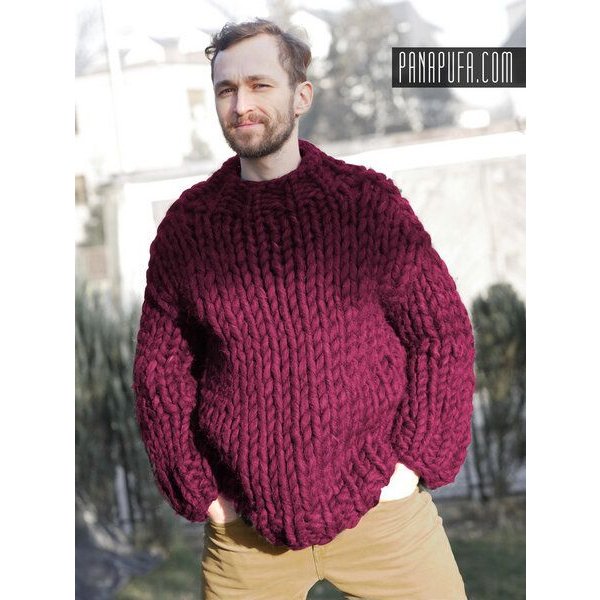 PANAPUFA 100% Wolle mehrfarbig Männerpullover Grobstrick Chunky
