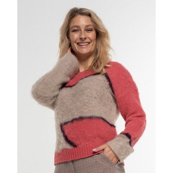 Alma & Lovis Color-Block Pullover aus gebrushtem Alpakastrick | Jaquard Pulli
