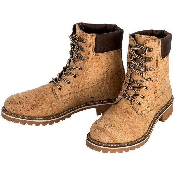 Kork-Deko Vegane Kork Schnürstiefel Unisex 40–45 | Langlebige Winterboots warm gefüttert