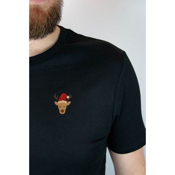 sticknic T-Shirt mit Weihnachts Motiv Lama gestickt - Minimalistische Stickerei - Auch als Geschenk für Weihnachten