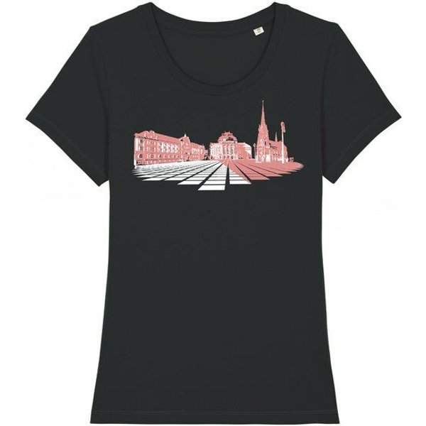 Spangeltangel Damen T-Shirt „Opernplatz“, für Frauen, Stadt, bedruckt, Biobaumwolle