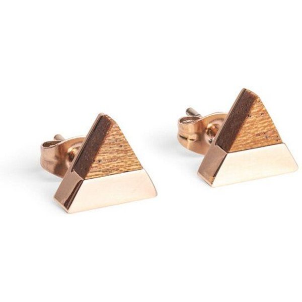 BeWooden Dreieckige Ohringe - Holz und Edelstahl Kombination - Verschiedene Farbvarianten