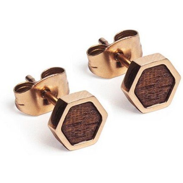BeWooden Hexagon Ohringe - Holz und Edelstahl Kombination - Verschiedene Farbvarianten