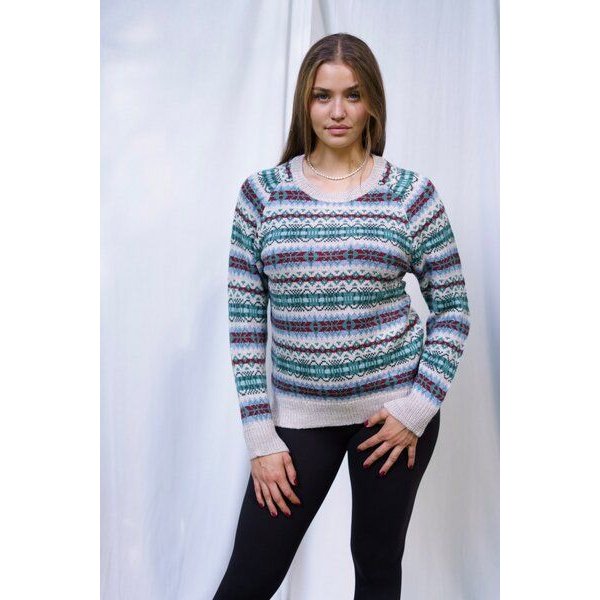 Haus of Namaste Handgefertigter Fair-Isle-Pullover | 100 % Lammwolle auf Haferflockenbasis | Nordischer Strickpullover | Nachhaltig und fair