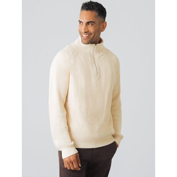 Honest Basics Herren Half-Zip-Strick aus 100% Bio-Baumwolle