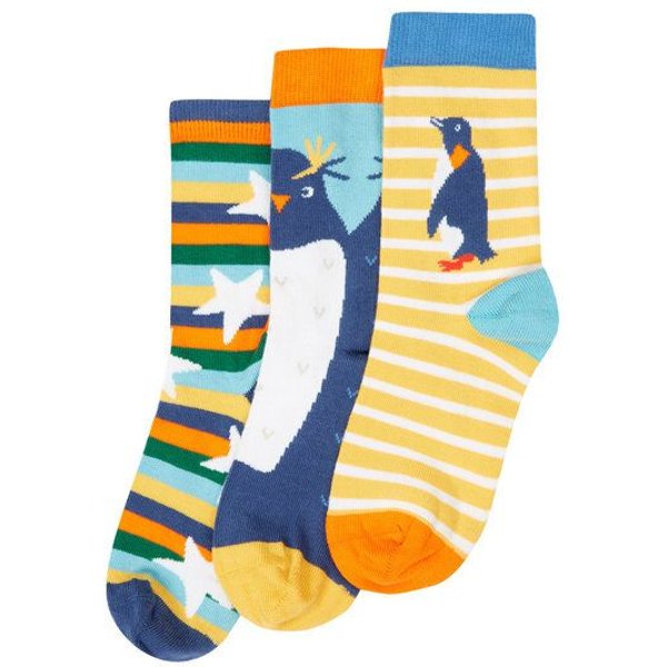 Frugi Kindersocken in Dreierpack mit Pinguine