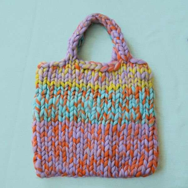 PANAPUFA handgefertigte Shopper-Tasche aus dicker Wolle