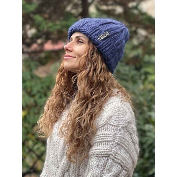 PANAPUFA Handgestrickte Chunky Beanie – 100 % Merinowolle