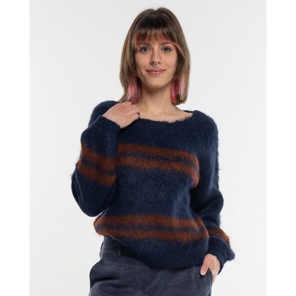 Alma & Lovis Flauschig gebrushter Pullover aus Alpakastrick | Brushed Stripe Pulli