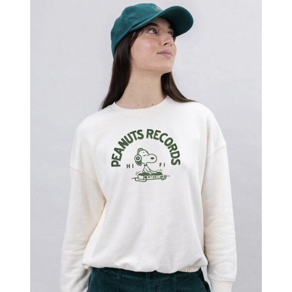 Brava Fabrics Peanuts Records Rundgeschnittenes Sweatshirt Weiß