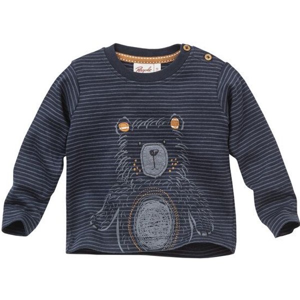 People Wear Organic Langarmshirt, blau, "Bär", Bio-Baumwolle