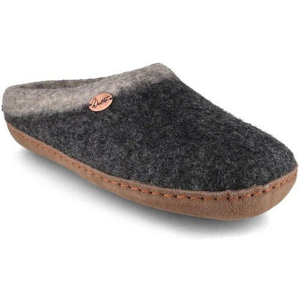 WoolFit Sherpa Barfuß-Hausschuhe unisex Filz-Pantoffeln mit Ledersohle, aus 100% Schurwolle