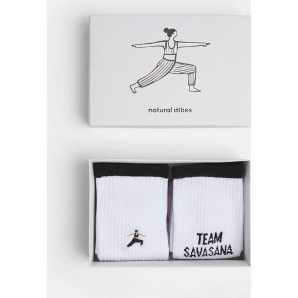 Natural Vibes 2-Pack Yoga | Bio GOTS | Geschenkset | Weiße Tennissocken | Herren Damen Socken |