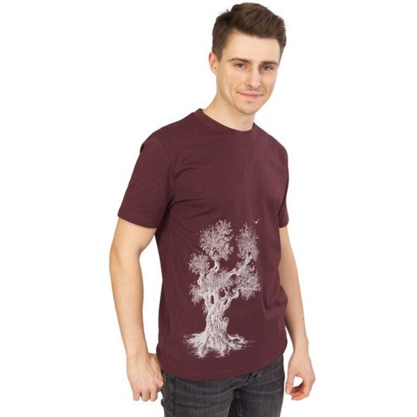 Life-Tree Organic Fairwear Shirt Men Olive Tree | Braun