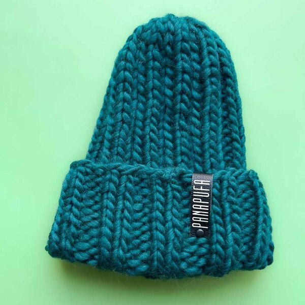 PANAPUFA Handgestrickte Chunky Beanie – 100 % Merinowolle