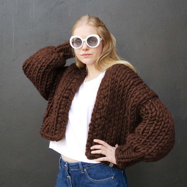 PANAPUFA 100% MERINO Chunky wolle Strickjacke