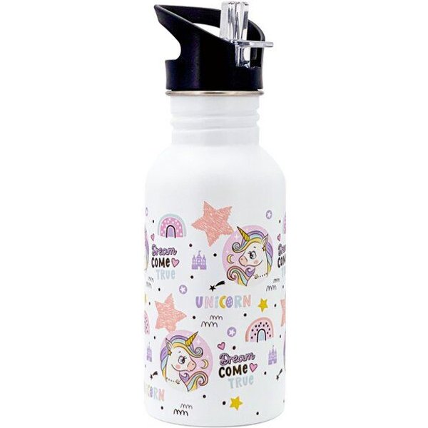 Dora's Dora’s Kinder-Trinkflasche "Einhorn" (500ml) – Edelstahl & Push-Pull-Verschluss – Ultraleicht