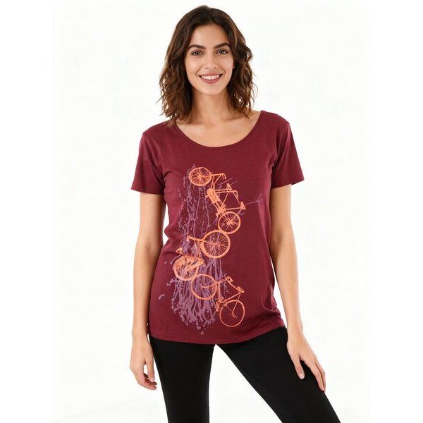 Spangeltangel Frauenshirt "Fahrräder", bedruckt, Siebdruck, sportlich, Bio-Baumwolle
