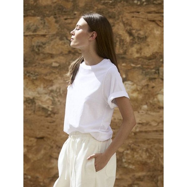 WOTE Damen Relaxed Fit Rundhals-T-Shirt aus 100 % Bio-Baumwolle