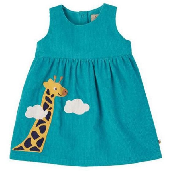 Frugi Cordkleid Lily Giraffe camper blue