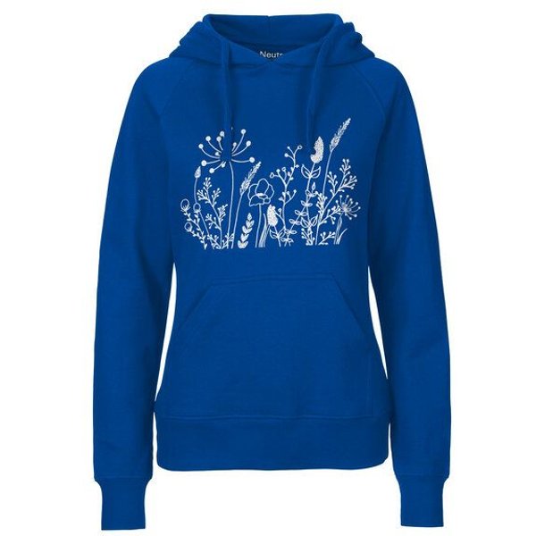 HANDGEDRUCKT "Wilde Wiese" Frauen Hoody Neutral
