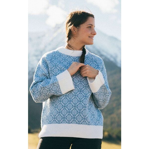 Kopyto BARIBAL - Damen Oversize-Stickpullover Beskiden-Muster 100% Merinowolle RWS