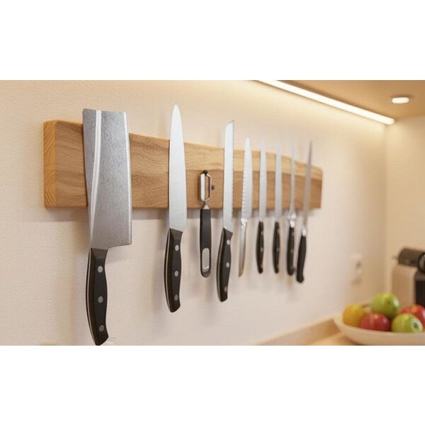 Portia by Callidus Designs Magnetische Messerleiste aus massiver Eiche mit Naturkante - Messerblock zur Wandmontage