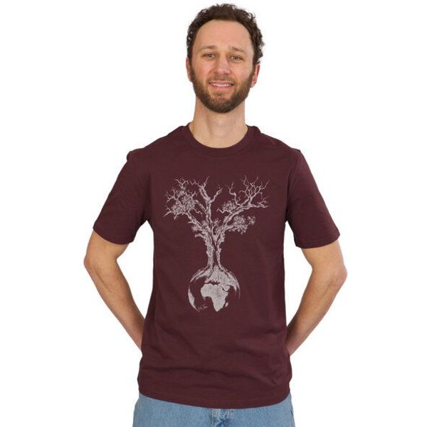 Life-Tree Organic Fairwear Shirt Men Weltenbaum | Grau/Weiß/Braun
