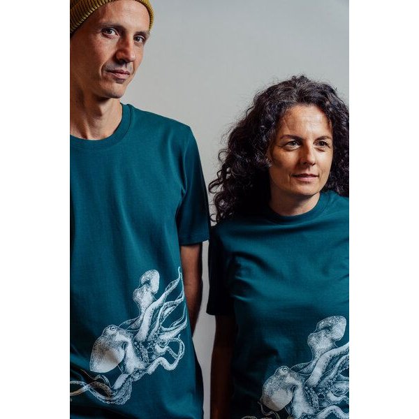 NanMa Shirt Oktopus | Bio-Baumwolle | lokal handbedruckt in Österreich | Unisex | regular Fit | grün
