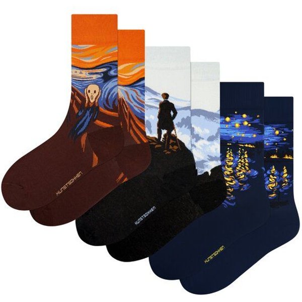 KUNSTSOKKEN Kunst Socken Set - Nahtlose Bunte Socken aus Bio-Baumwolle Mix - Witzige Socken Lustige Socken Verrückte Socken