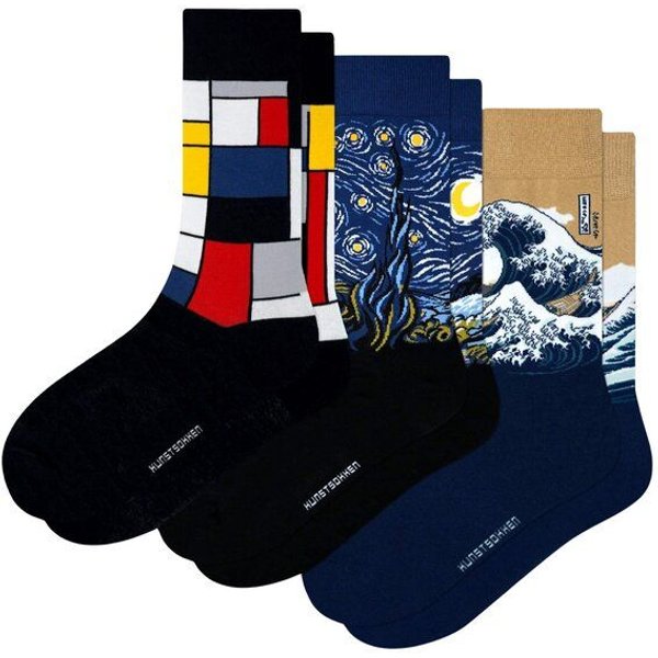 KUNSTSOKKEN Kunst Socken Set - Nahtlose Bunte Socken aus Bio-Baumwolle Mix - Witzige Socken Lustige Socken Verrückte Socken