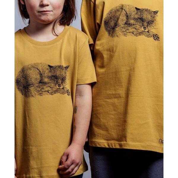 NanMa Shirt Fuchs | Bio-Baumwolle | lokal handbedruckt in Österreich | Kinder | regular Fit | gelb