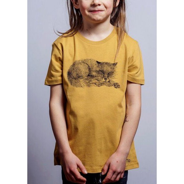 NanMa Shirt Fuchs | Bio-Baumwolle | lokal handbedruckt in Österreich | Kinder | regular Fit | gelb
