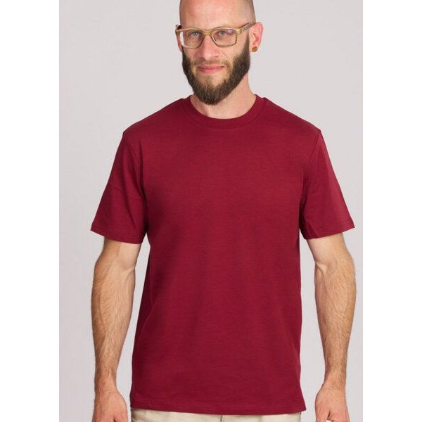 Life-Tree Organic Fairwear Shirt Men Basic | Burgund/Natur/Gelb