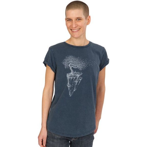 Life-Tree Organic Fairwear Shirt Women Maple Island | Washed Green/Washed Blue/Washed Red