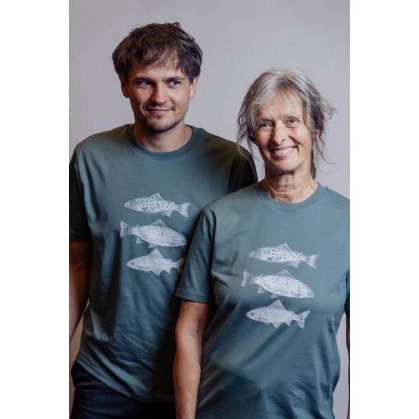 NanMa Shirt Fische | Bio-Baumwolle | lokal handbedruckt in Österreich | Unisex | regular Fit | grün